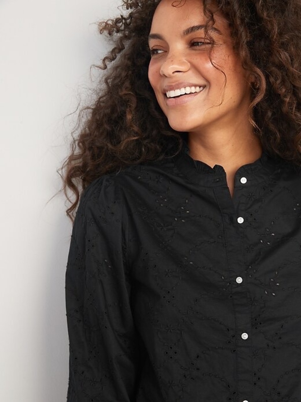 Old Navy Ruffle-Neck Eyelet Cutwork Shirt - Picture 9 of 10